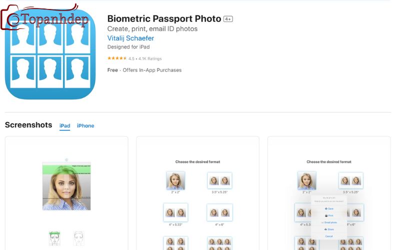 Biometric Passport Photo với tính năng chỉnh sửa đạt chuẩn sinh trắc học