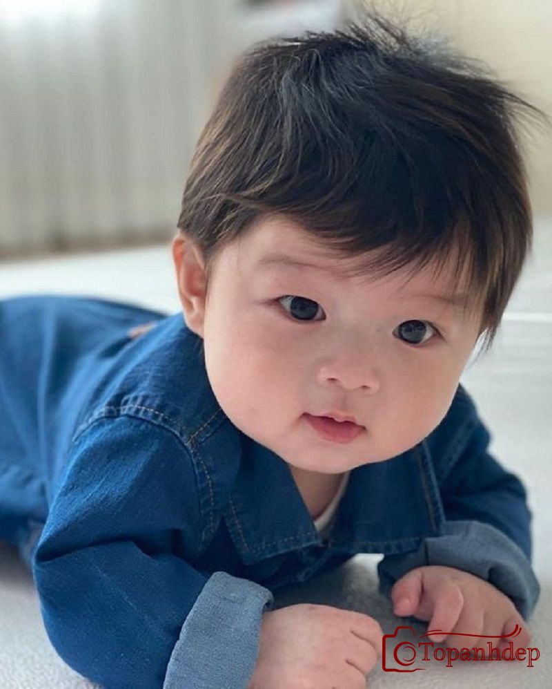 Chụp hình bé trai đang bò