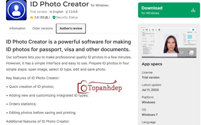 Giao diện ID Photo Creator