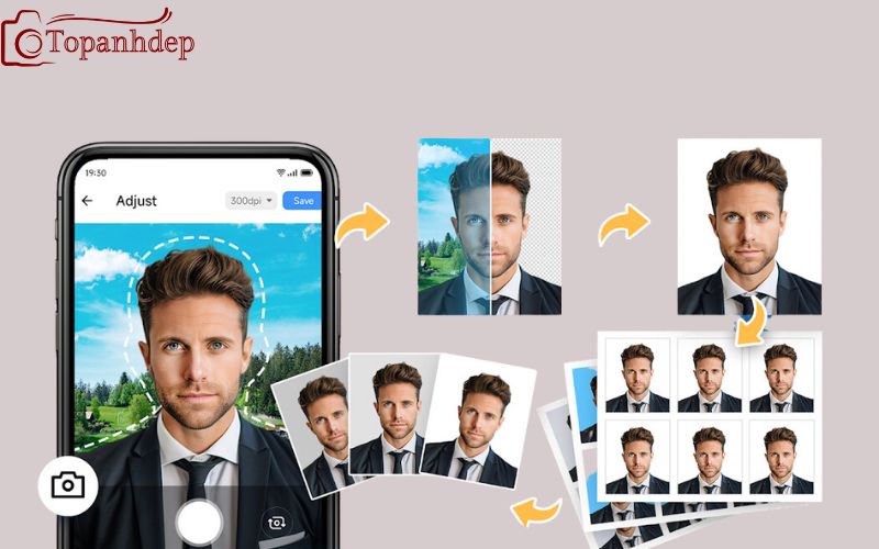ID Photo Creator tự động điều chỉnh làm đẹp khuôn mặt