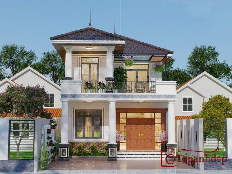 Mẫu nhà 2 tầng chữ L đẹp hiện đại