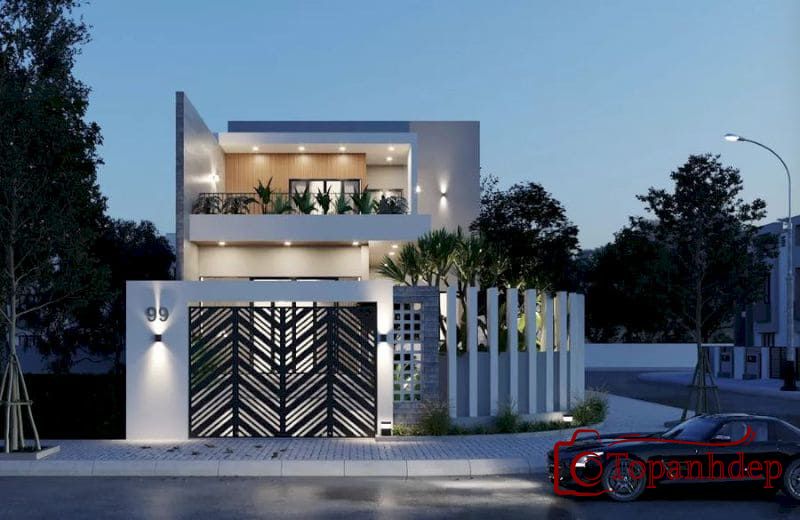 Mẫu nhà 2 tầng giá 1 tỷ mái bằng 2 mặt tiền đẹp