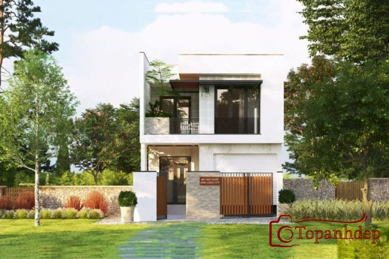 Thiết kế nhà 2 tầng mái bằng có ban công giá 1 tỷ