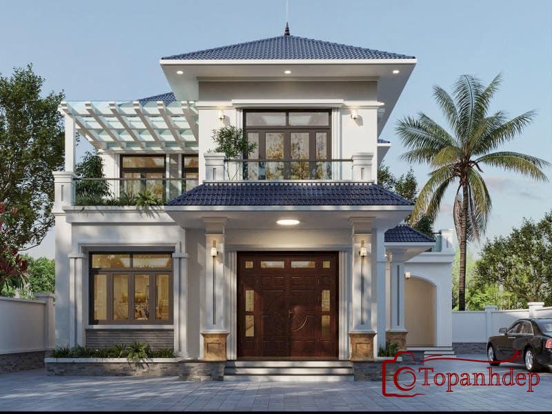 Mẫu thiết kế nhà 2 tầng mái Nhật chữ L giá 1 tỷ