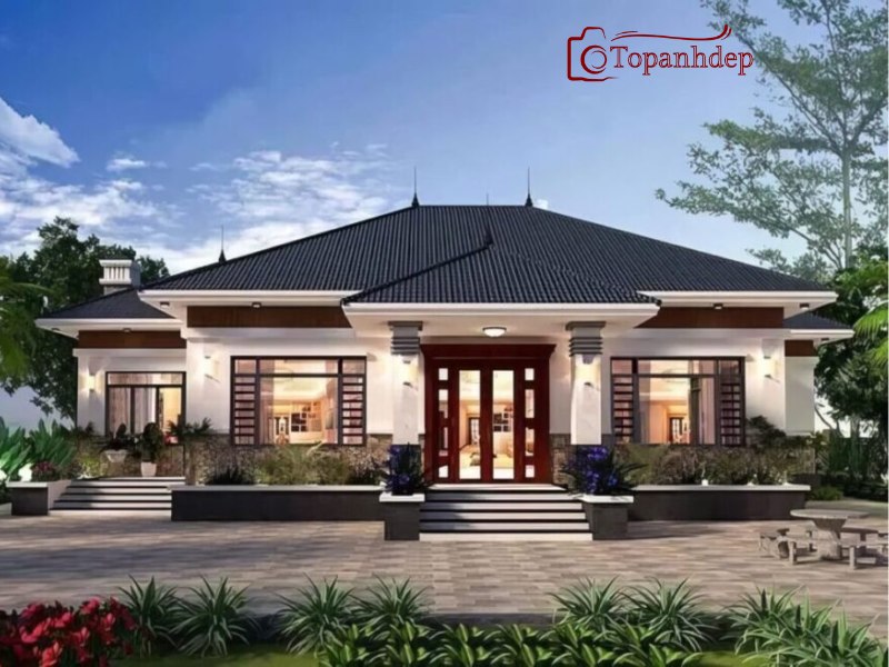 Mẫu nhà đẹp 1 tầng 3 phòng ngủ
