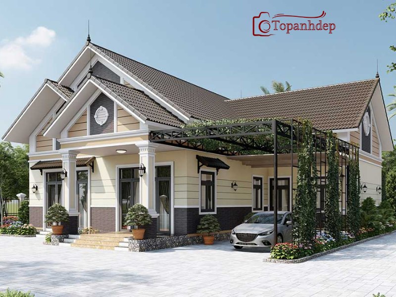 Mẫu nhà đẹp 1 tầng mái thái truyền thống