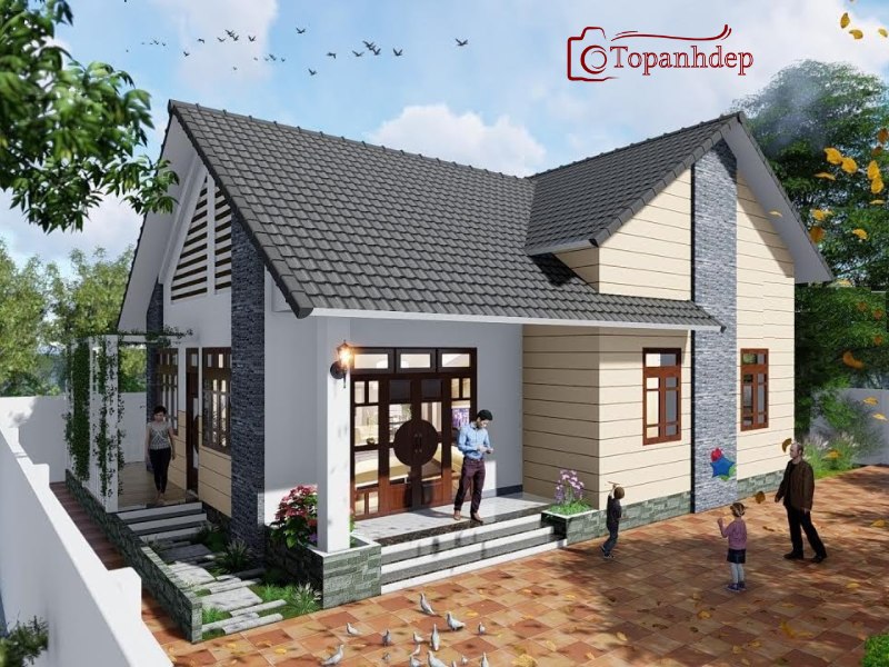 Mẫu nhà mái thái một tầng đơn giản tinh tế