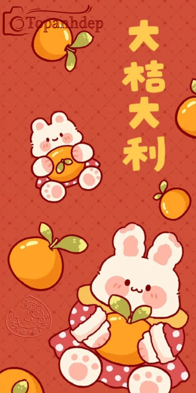 Hình nền con thỏ dễ thương đón năm mới.